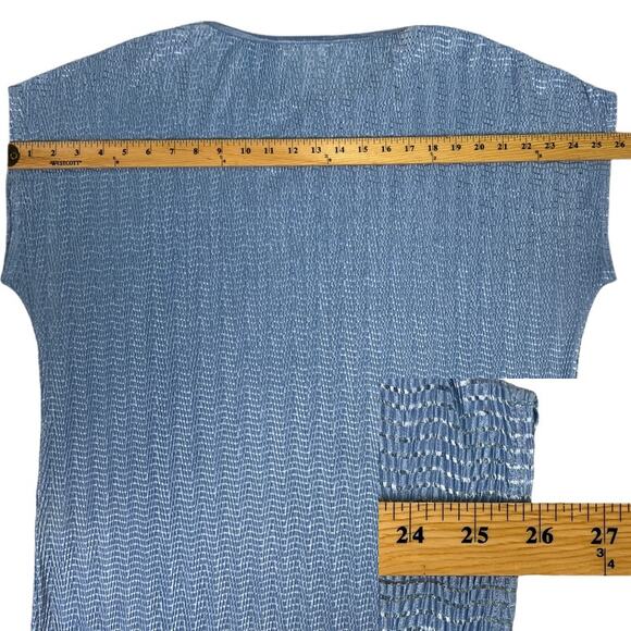 Icy Blue Crinkle Textured Blouse Top - No Tags - Measurements Included - Picture 5 of 8